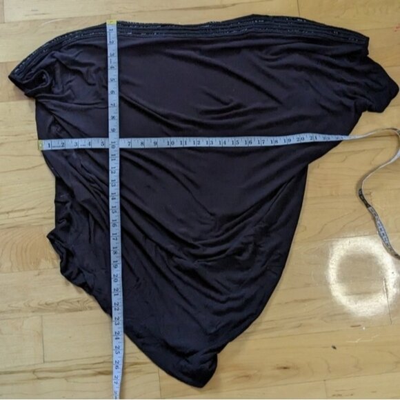 Allsaints Oriel Slouchy Tee Embelished Boat Neckline Asymmetrical Black Top 0 US - Picture 7 of 7